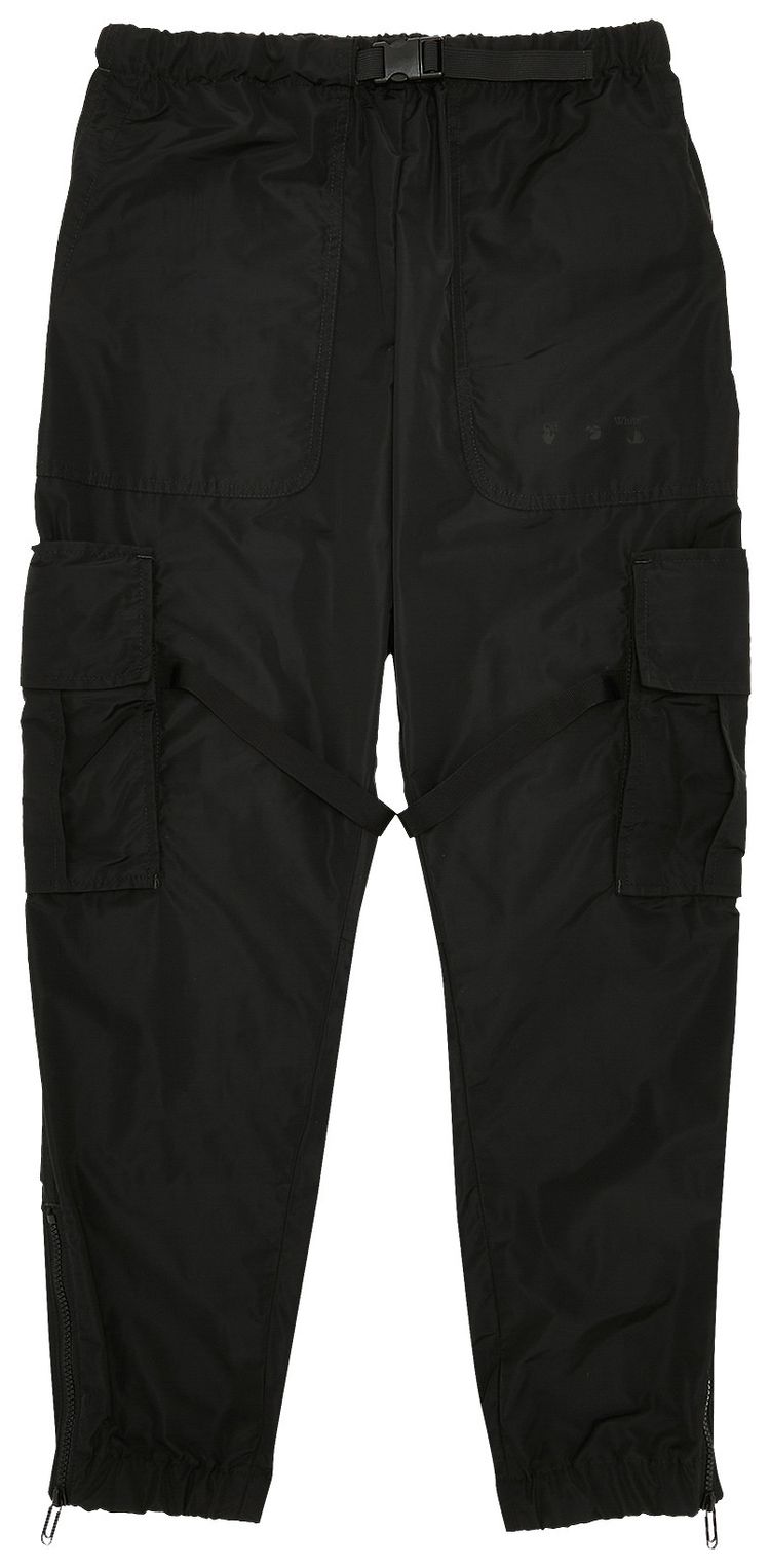Off White Nylon Parachute Cargo Pant  Black