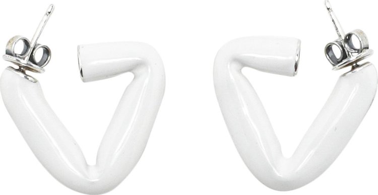 Bottega Veneta Triangle Hoop Earrings Bianco