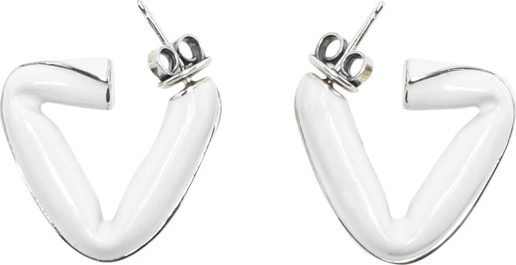 Bottega Veneta® Women's Triangle Hoop Earrings in Silver. Shop online now.