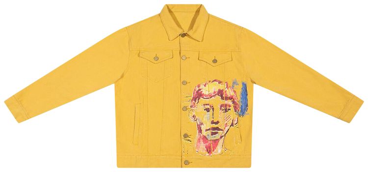 KidSuper Painted Face Denim Jacket Yellow