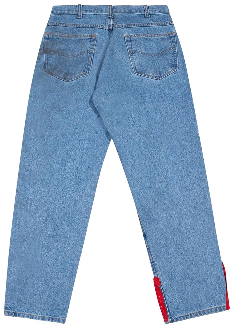 KidSuper Stitched Face Denim Trousers Blue
