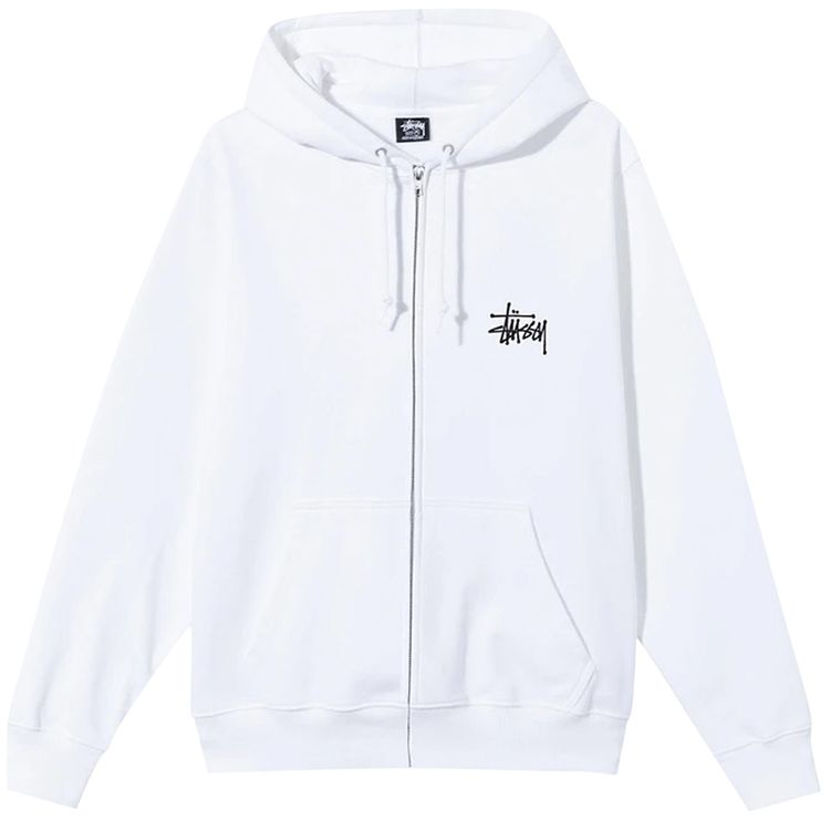 Stussy Basic Zip Hood White
