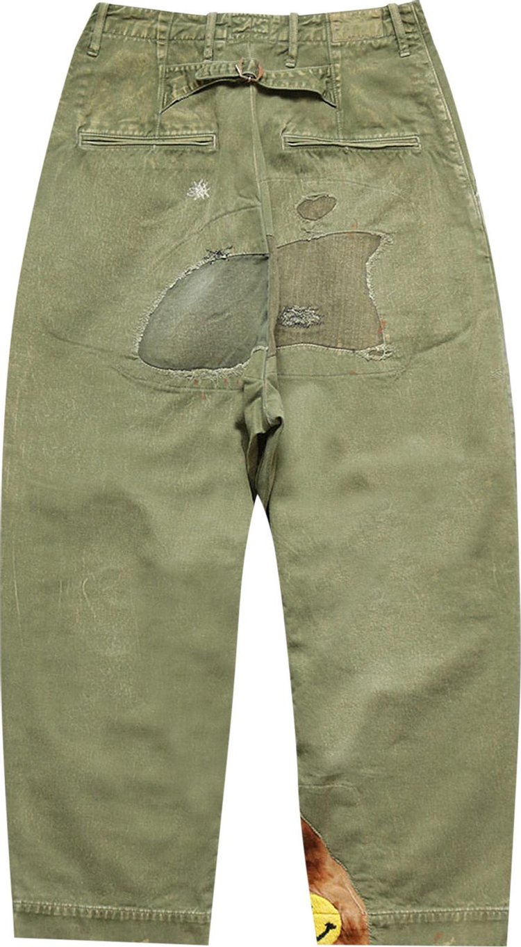 Kapital Lumberjack Damaged Katsuragi High Waisted NIME Pants Khaki