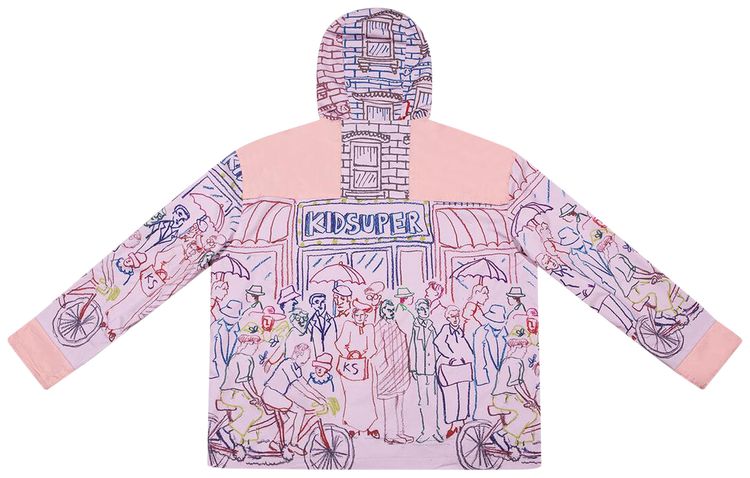 KidSuper Tandem Bike Button Up Parka Pink