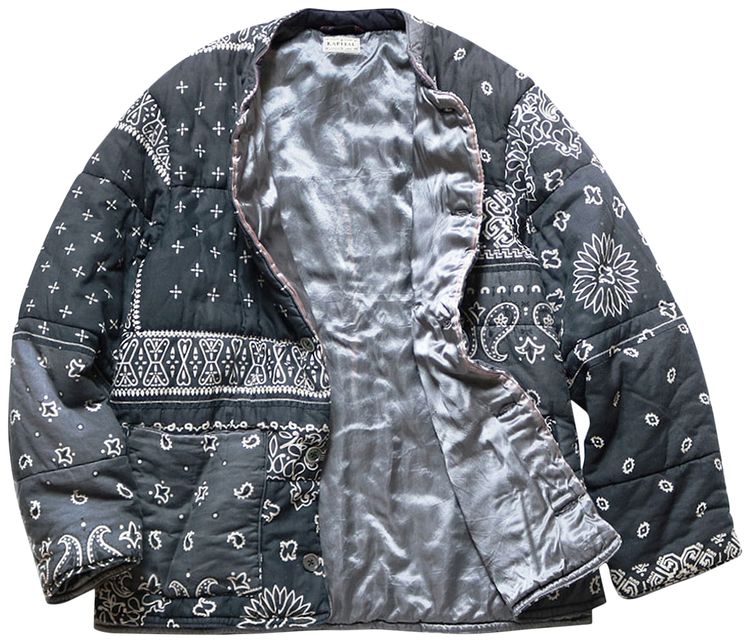 Kapital Gauze Bandana Patchwork Quilt Samue Blouson Black
