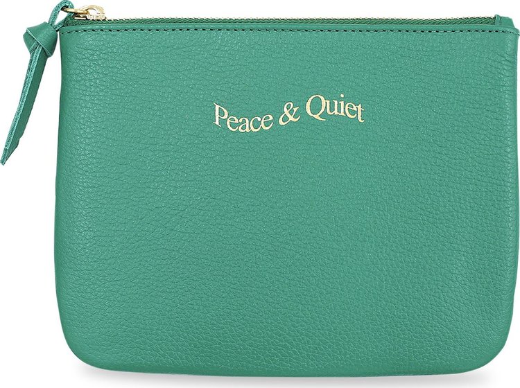 Museum of Peace & Quiet Wordmark Pebble Leather Pouch 'Green'