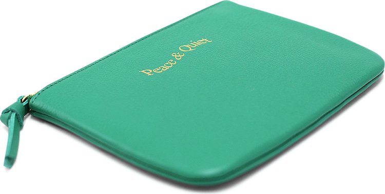 Museum of Peace  Quiet Wordmark Pebble Leather Pouch Green