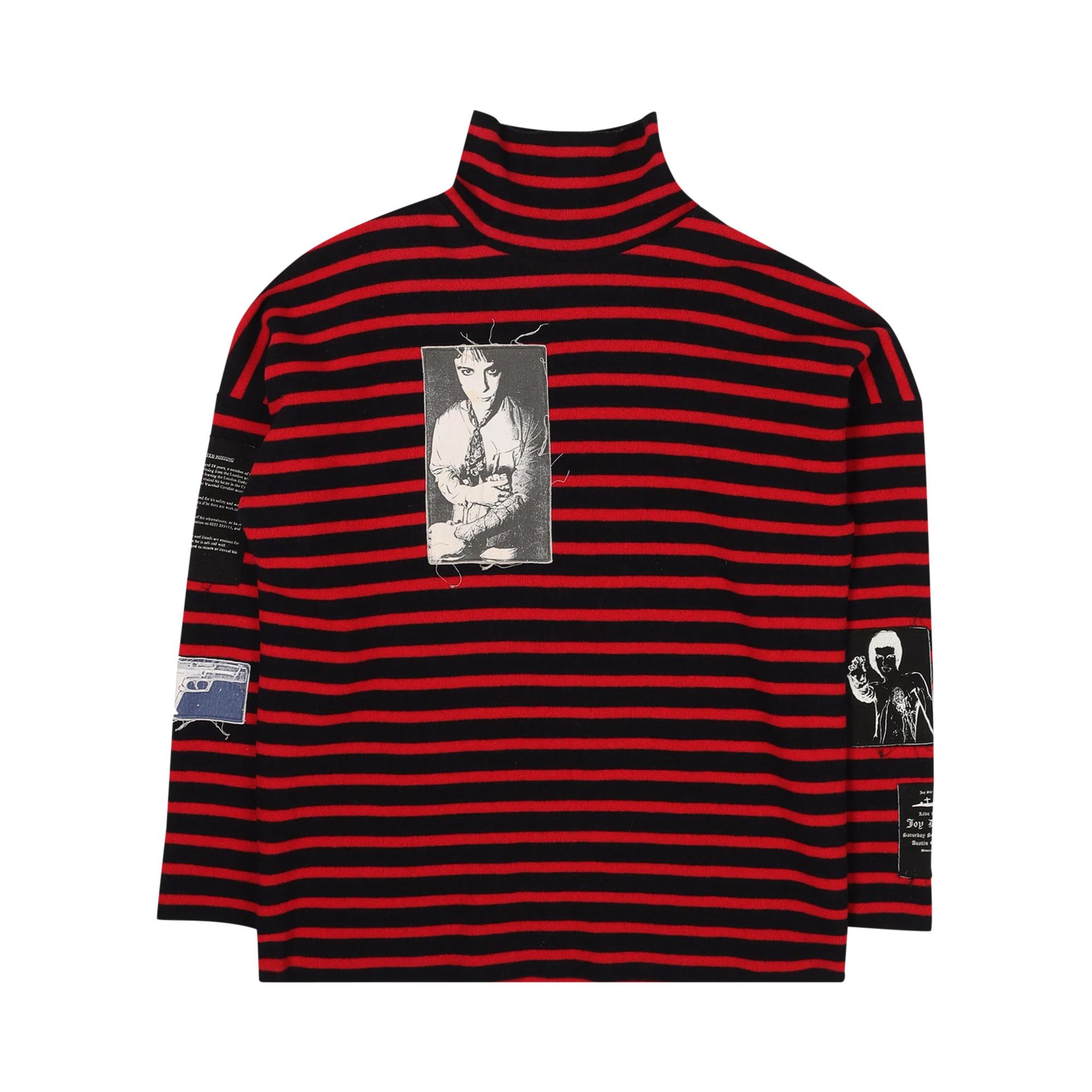 Buy Raf Simons RIOT RIOT RIOT Patched Sweater Black Red 0459 1FW010105RRRP BLAC GOAT UK