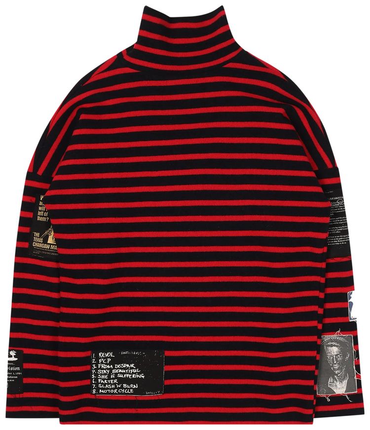 Raf Simons RIOT RIOT RIOT Patched Sweater BlackRed