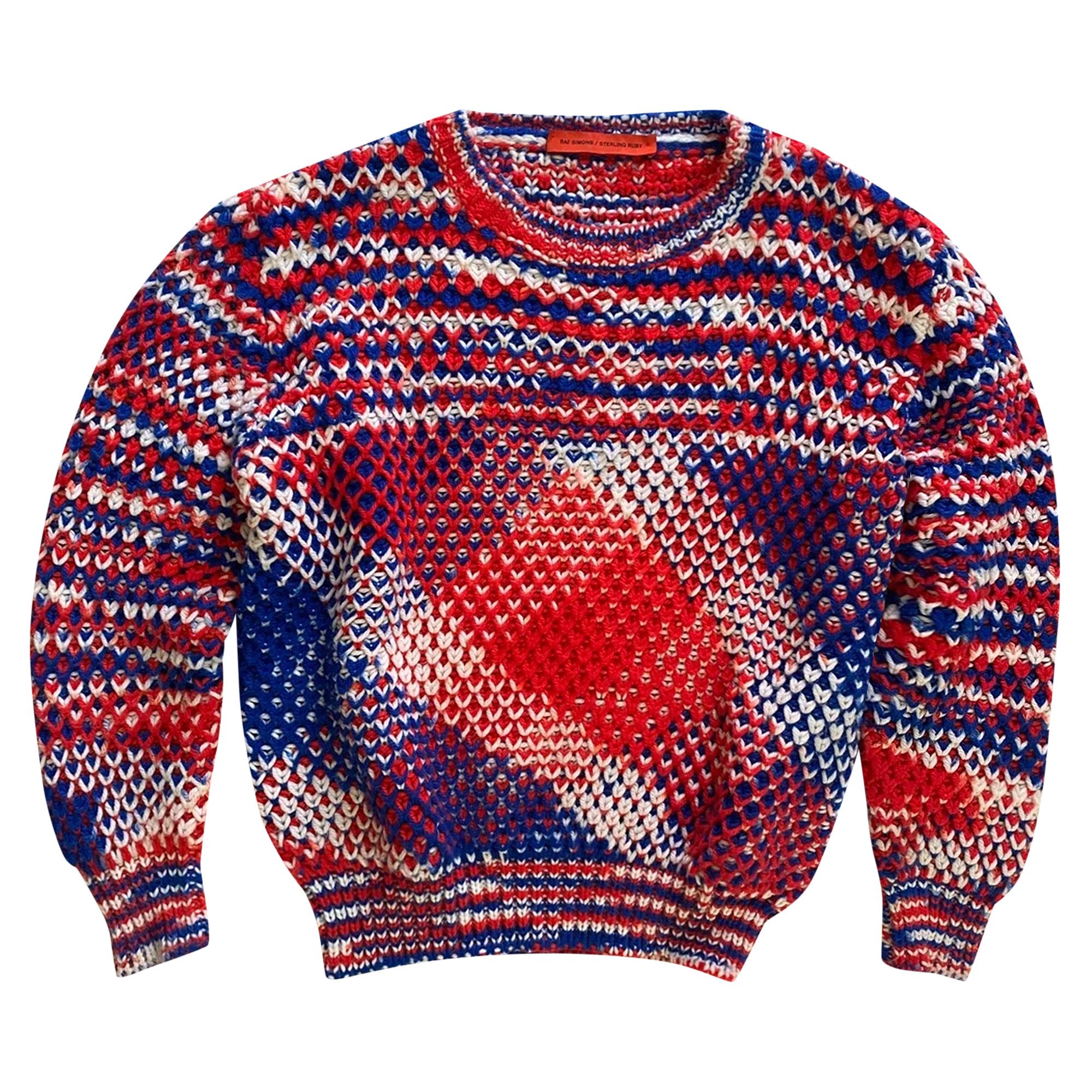 Raf simons red and blue sweater cheap