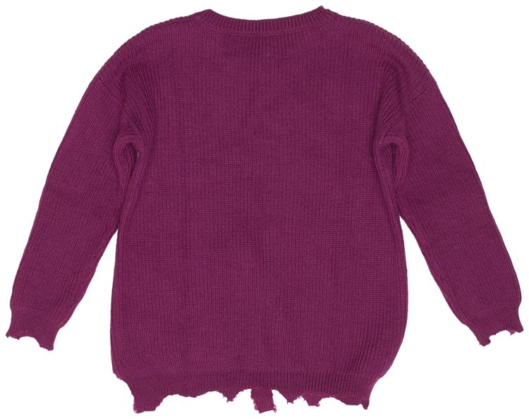 Raf Simons Distressed Varsity Sweater Purple