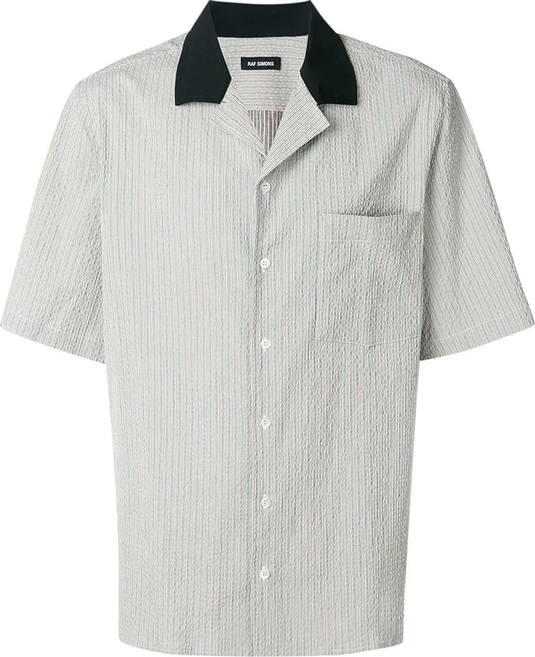 Raf Simons Seersucker Short-Sleeve Bowling Shirt 'Sand/Green'