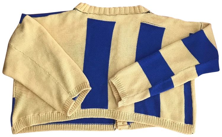 Raf Simons Oversized Disturbed Knit Cardigan YellowBlue