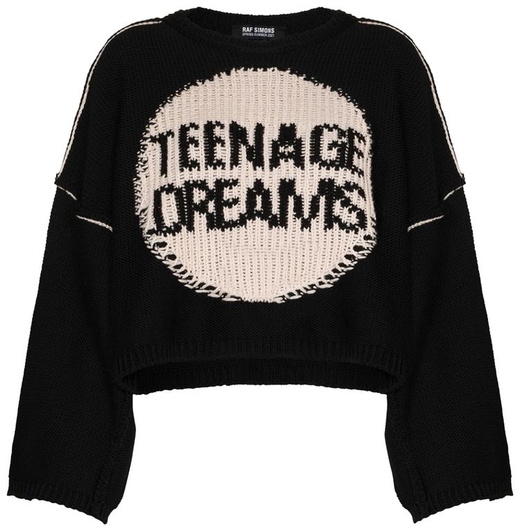 Raf Simons Teenage Dreams Oversized Cropped Sweater Black