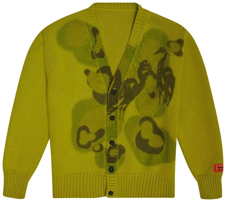 Heron Preston Heavy Knit Cardigan Camo Green