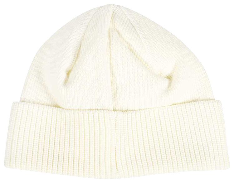 Stone Island Logo Patch Beanie Natural White