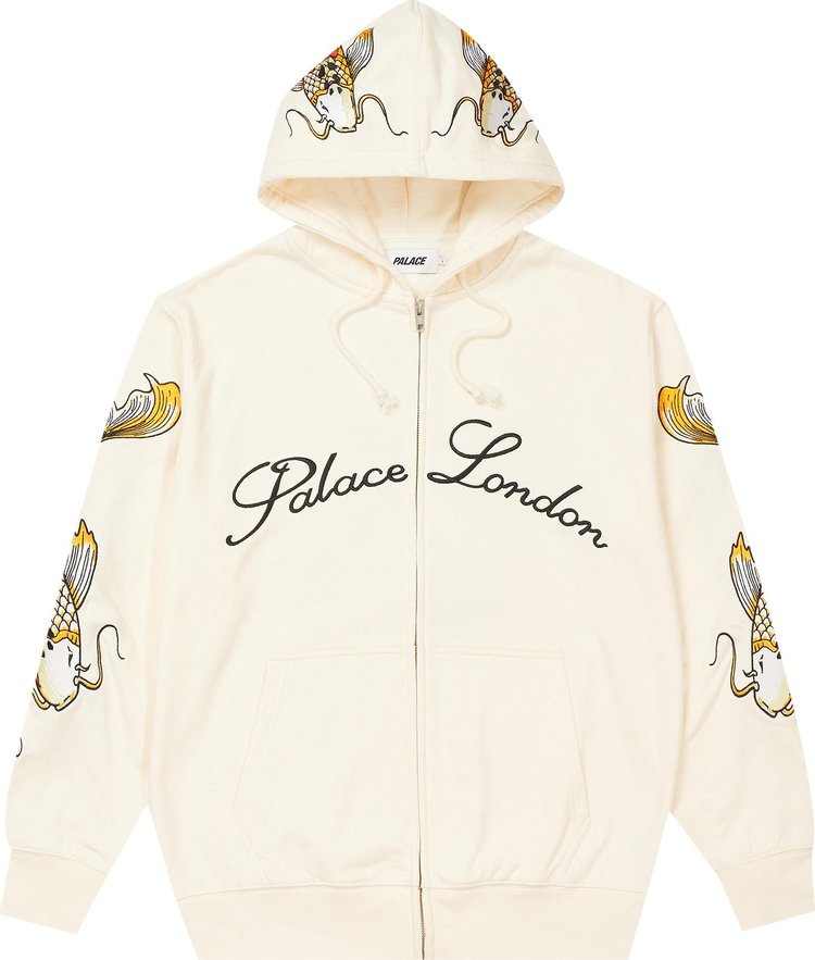 Palace Carp Zip Hood Bone White