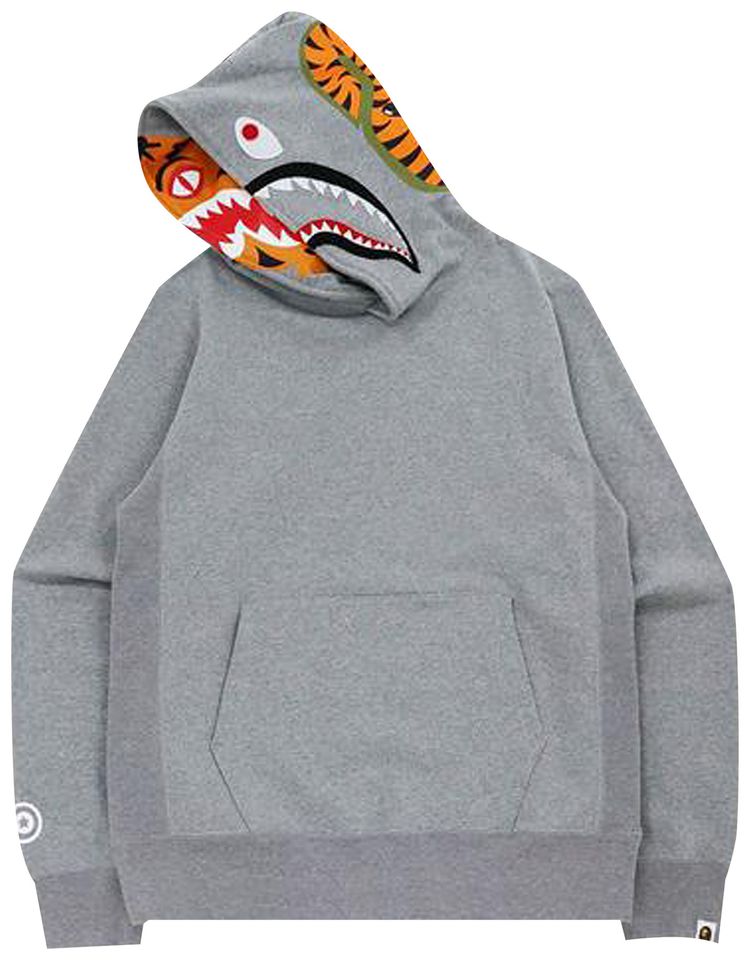 BAPE Shark x Tiger Pullover Hoodie Gray