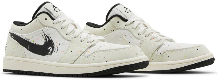 Air Jordan 1 Low Brushstroke Swoosh   Paint Splatter