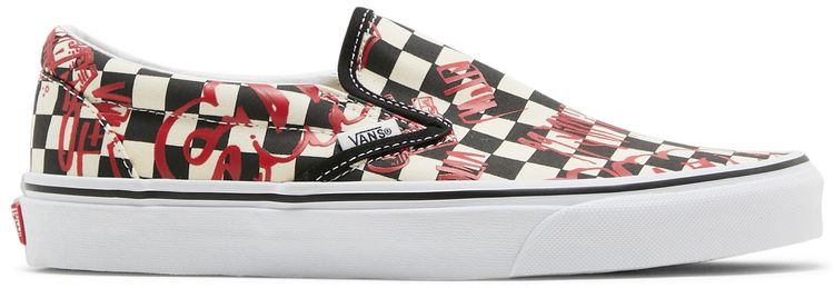 Classic Slip On Vans Crew   Checkerboard Red