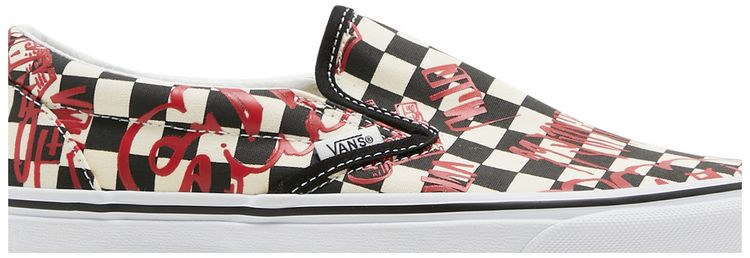 Classic Slip On Vans Crew   Checkerboard Red
