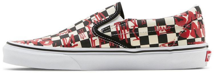 Classic Slip On Vans Crew   Checkerboard Red