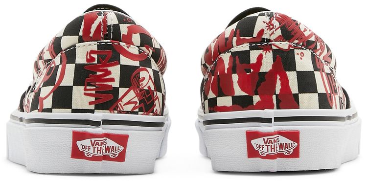 Classic Slip On Vans Crew   Checkerboard Red