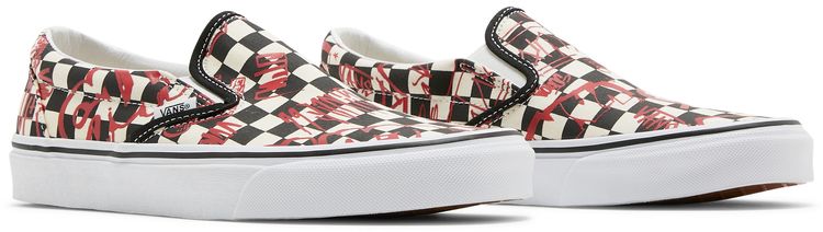 Classic Slip On Vans Crew   Checkerboard Red
