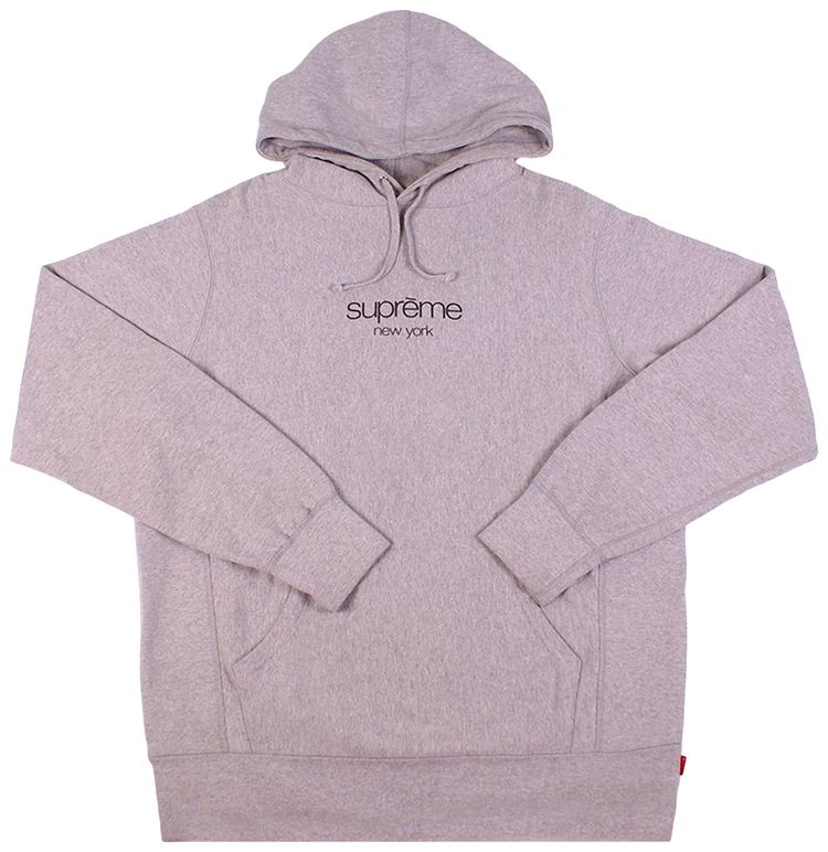Supreme Classic Logo Hooded Sweatshirt Heather Grey