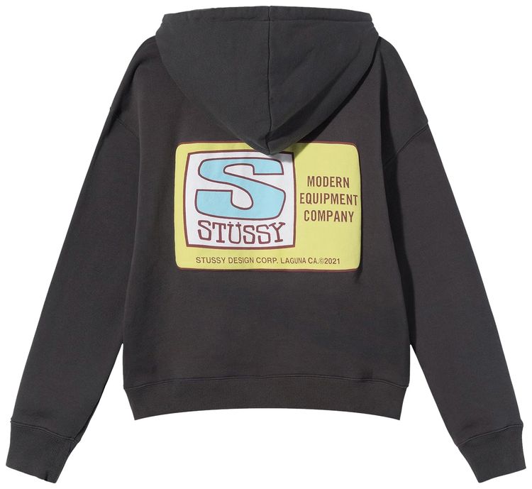 Stussy Boxy Crop Hood Charcoal