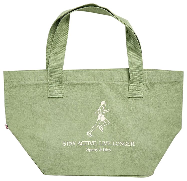 Sporty  Rich Live Longer Tote Honeydew