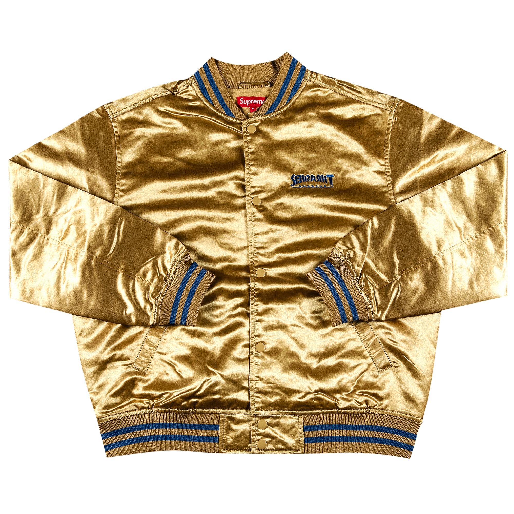 Supreme x Thrasher Satin Varsity Jacket 'Gold'
