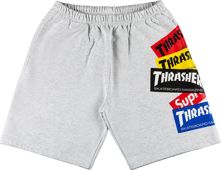 Supreme x Thrasher Multi Logo Sweatshort 'Ash Grey'