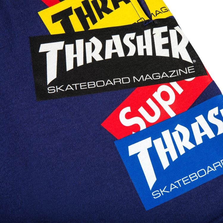 Supreme x Thrasher Multi Logo Sweatshort Washed Navy