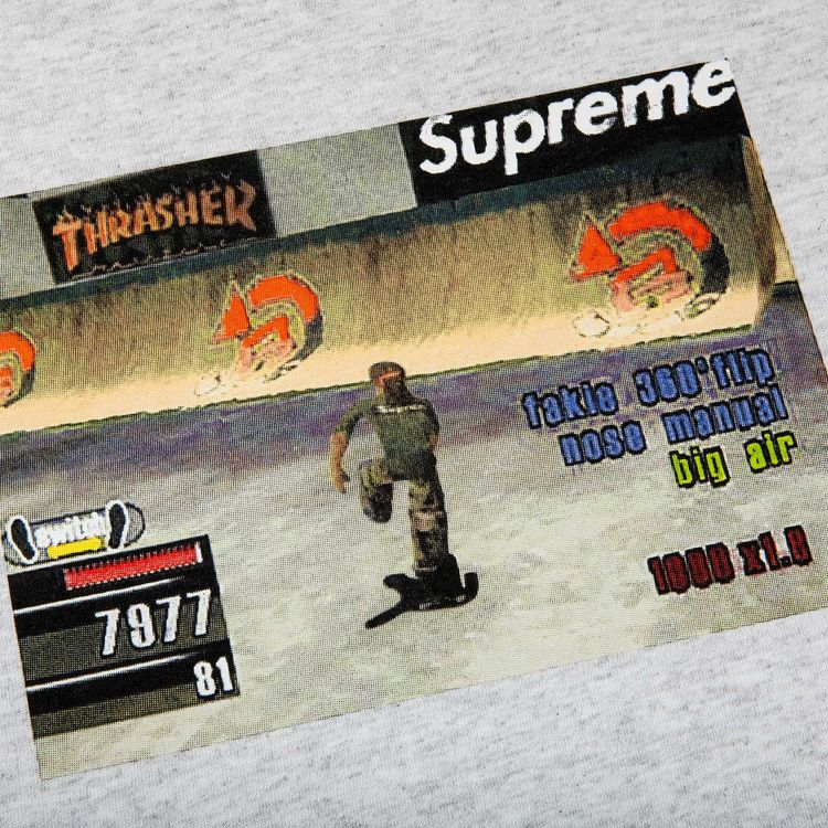 Supreme x Thrasher Game Tee Ash Grey