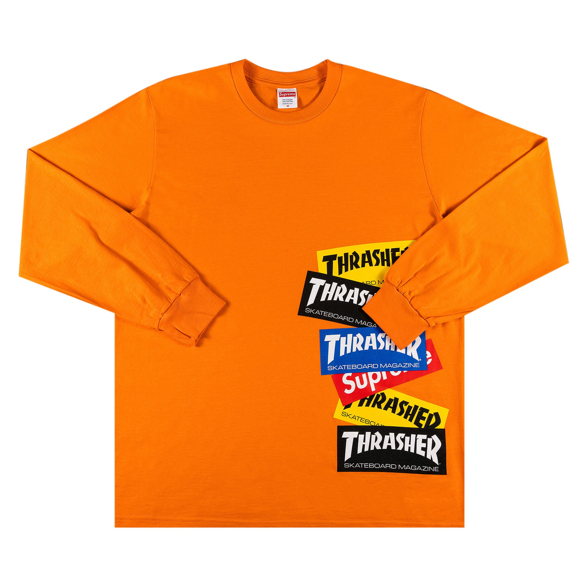 Buy Supreme x Thrasher Multi Logo Long-Sleeve Tee 'Orange
