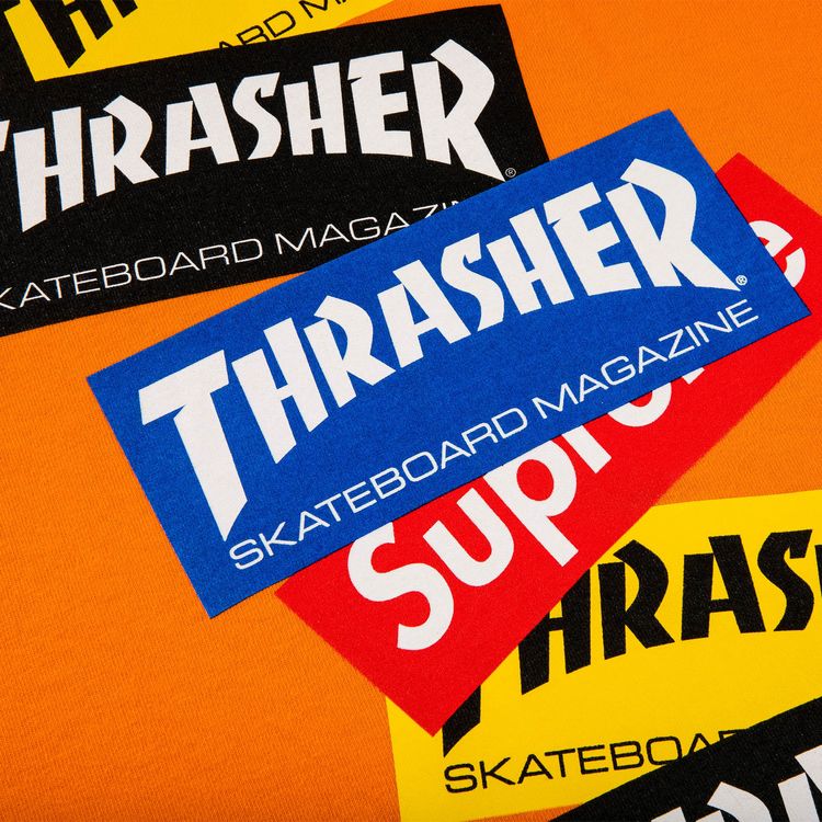 Supreme x Thrasher Multi Logo Long Sleeve Tee Orange