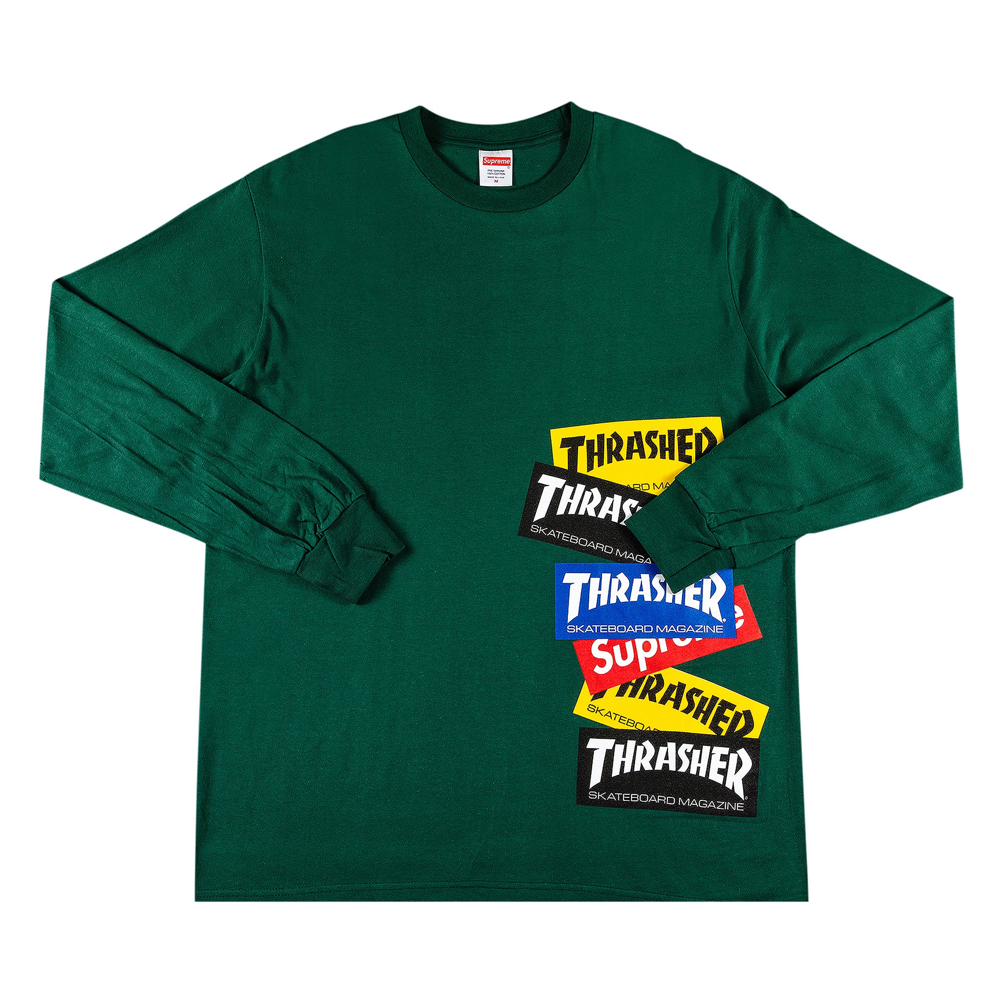 Buy Supreme x Thrasher Multi Logo Long-Sleeve Tee 'Dark Green