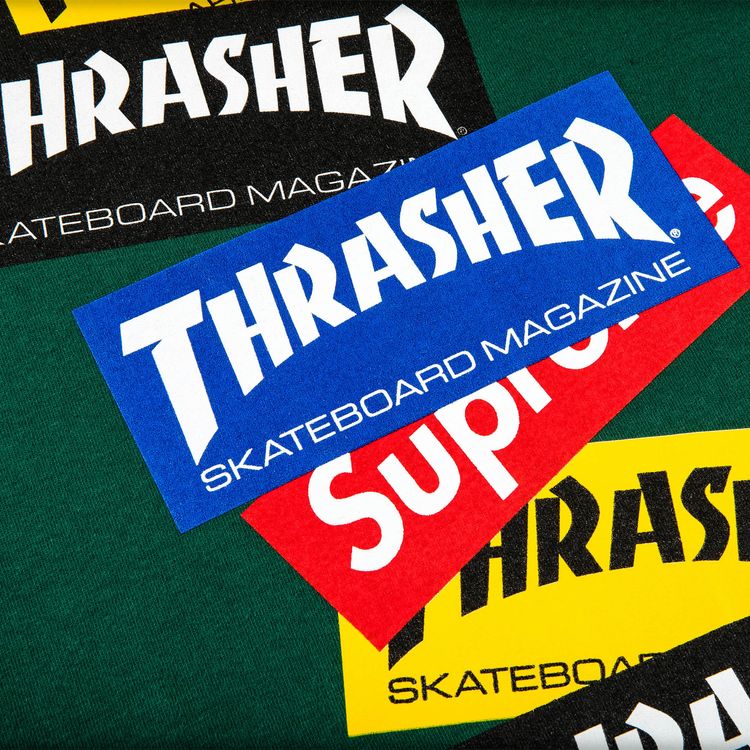 Supreme x Thrasher Multi Logo Long Sleeve Tee Dark Green