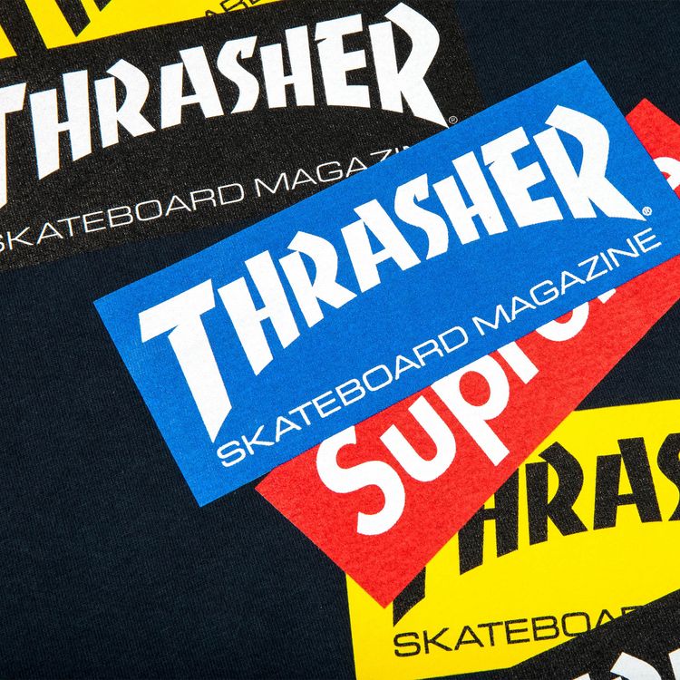 Supreme x Thrasher Multi Logo Long Sleeve Tee Navy