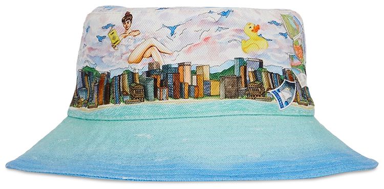 Casablanca Voyage Dans De Nuages Denim Bucket Hat Indigo