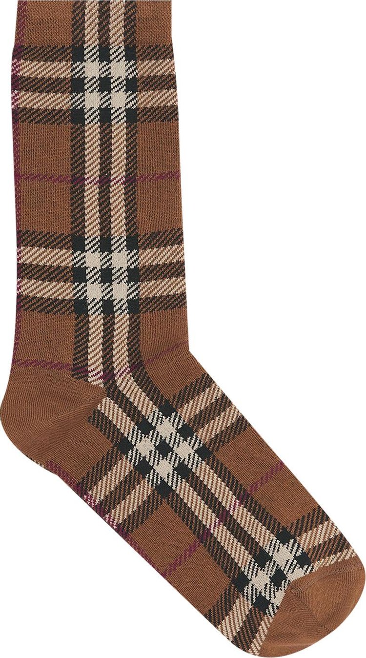 Burberry Check Print Socks 'Birch Brown'