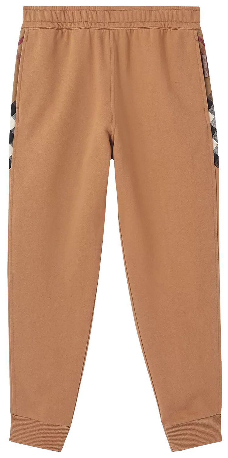 Burberry Check Panel Jogging Pants Camel