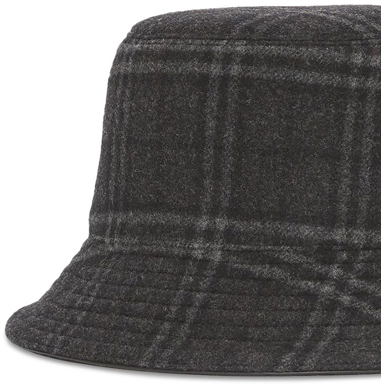 Burberry Wool Check Bucket Hat Charcoal Grey