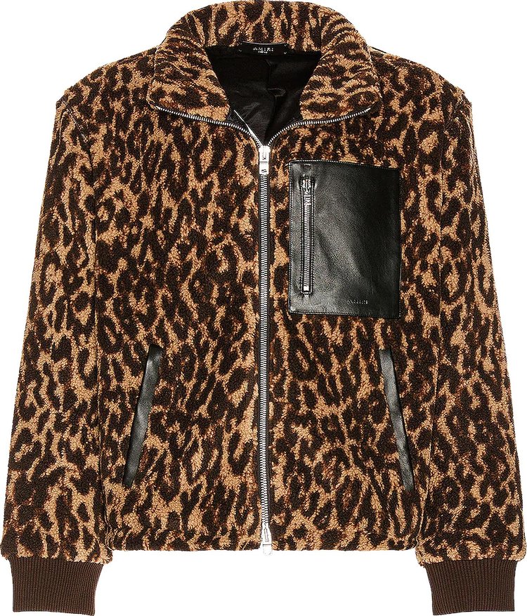 Amiri Printed Leopard Polar Fleece Jacket 'Brown/Tan'