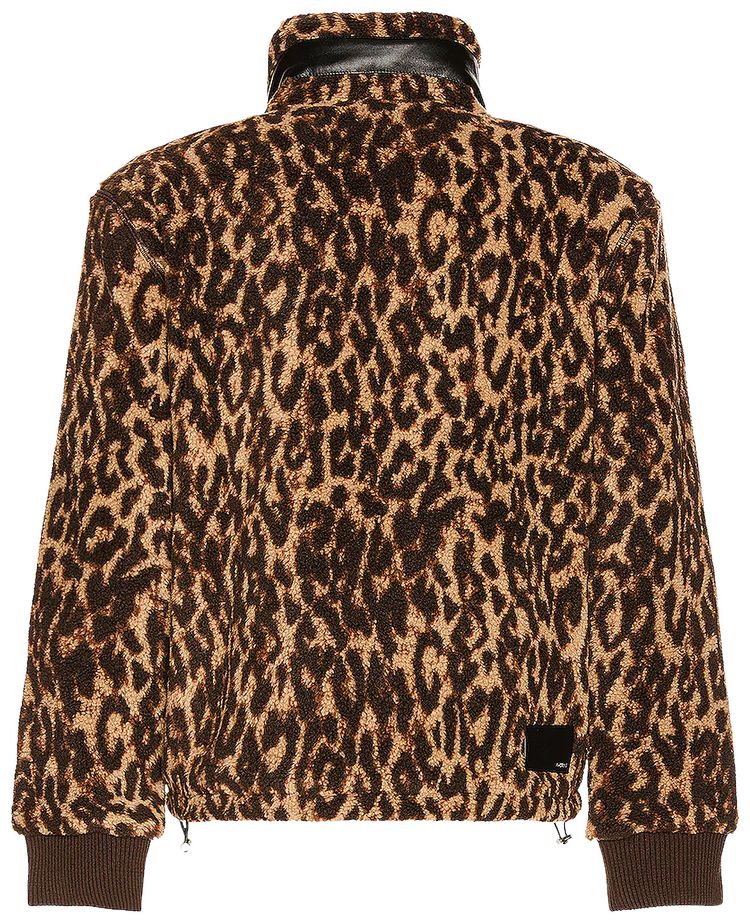 Amiri Printed Leopard Polar Fleece Jacket BrownTan