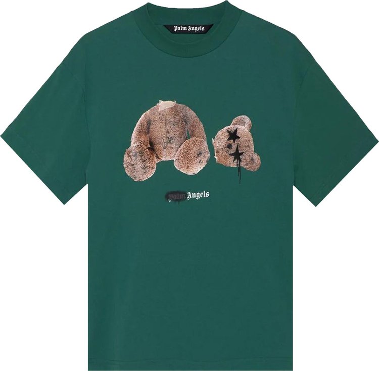 Buy Palm Angels Spray Bear Classic Tee 'Forest Green' -  PMAA001F21JER0275760