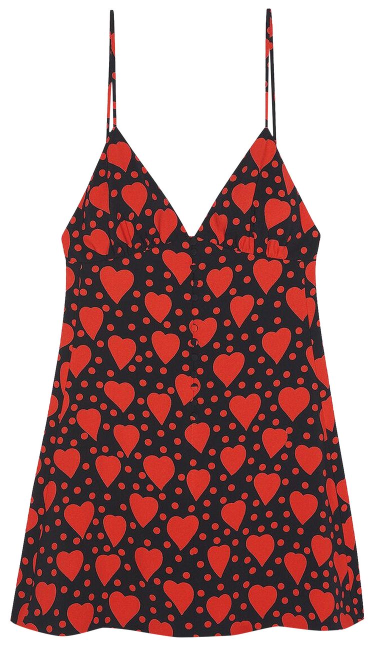 Saint Laurent Love Print Mini Dress NoirVermillon