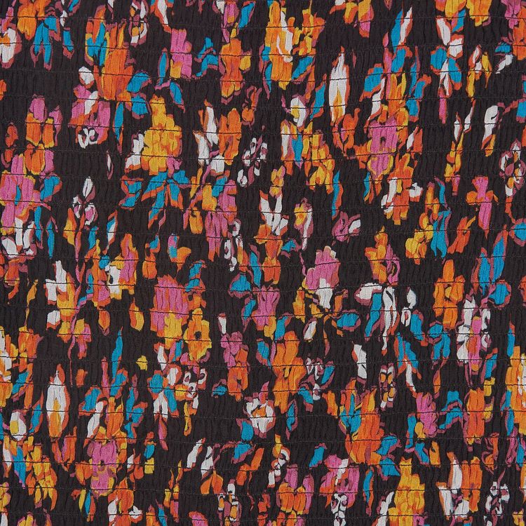 Saint Laurent Strapless Smocked Floral Mini Dress NoirMulticolor