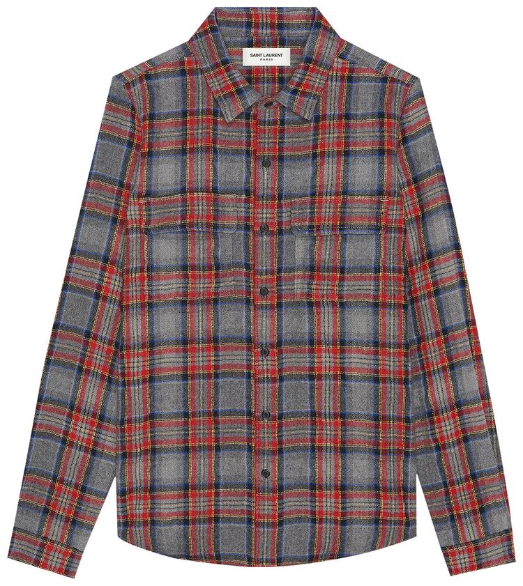 Saint Laurent Classic Western Shirt RedBlueYellowGrey